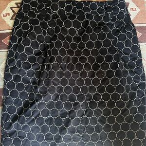 Black Size 16 Linen/Cotton Circle-Print Pencil Skirt with Pockets